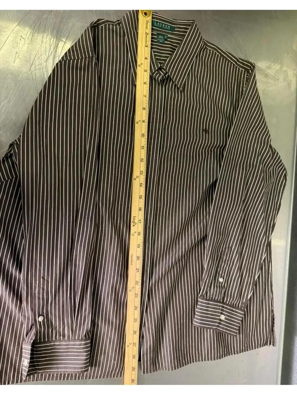 RALPH LAUREN WOMEN'S SHIRT LONG SLEEVE BUTTON DOWN 1X 100%COTTON PIN STRIPE NWOT - Picture 6 of 6